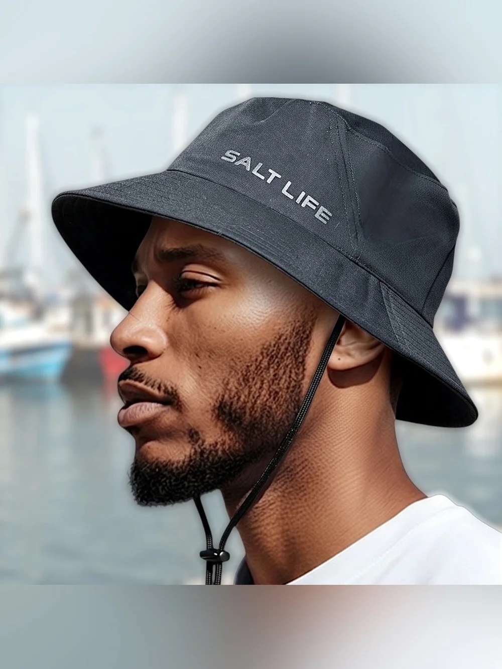SALT LIFE Unisex Black High-Performance Bucket Hat Sz O/S